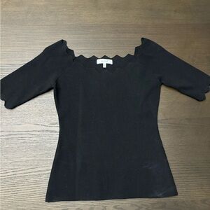 Milky Black Scalloped Top